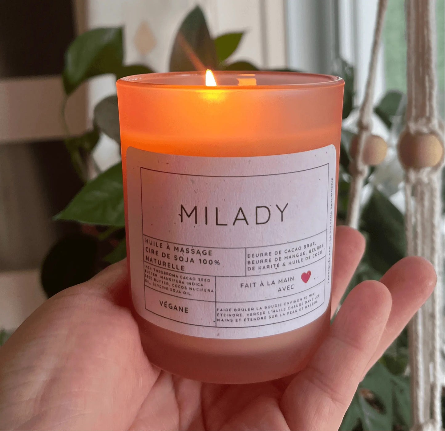 Bougie de massage MILADY cire de soja, karité et beurre de cacao - La Sultana | Soins naturels québecois