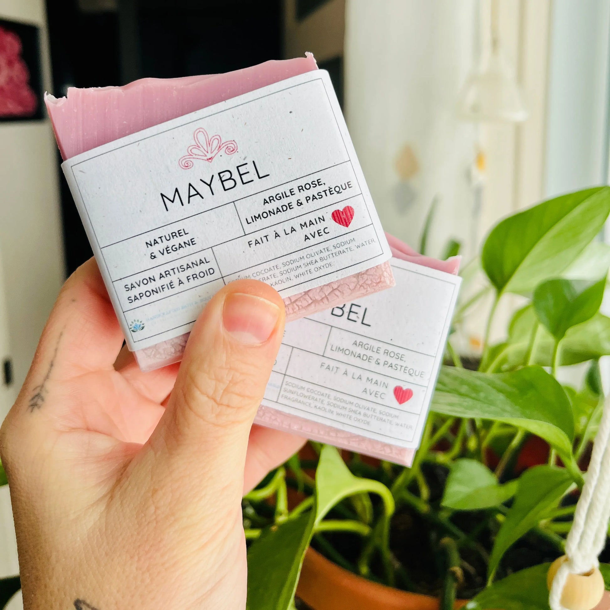 Savon à l'argile rose MAYBEL limonade et pastèque - La Sultana Savonnerie | Savons et soins naturels faits main | Québec