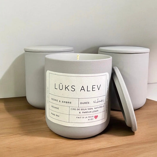 Bougie de soja LÜKS ALEV cèdre et  ambre - La Sultana Savonnerie | Savons et soins naturels faits main | Québec