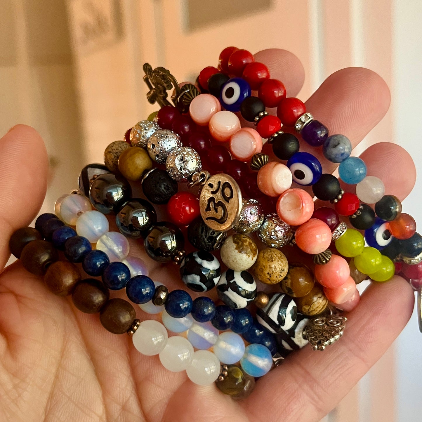 Clearance: Lot of 10 semi-precious stone mala bracelets - Lot #2