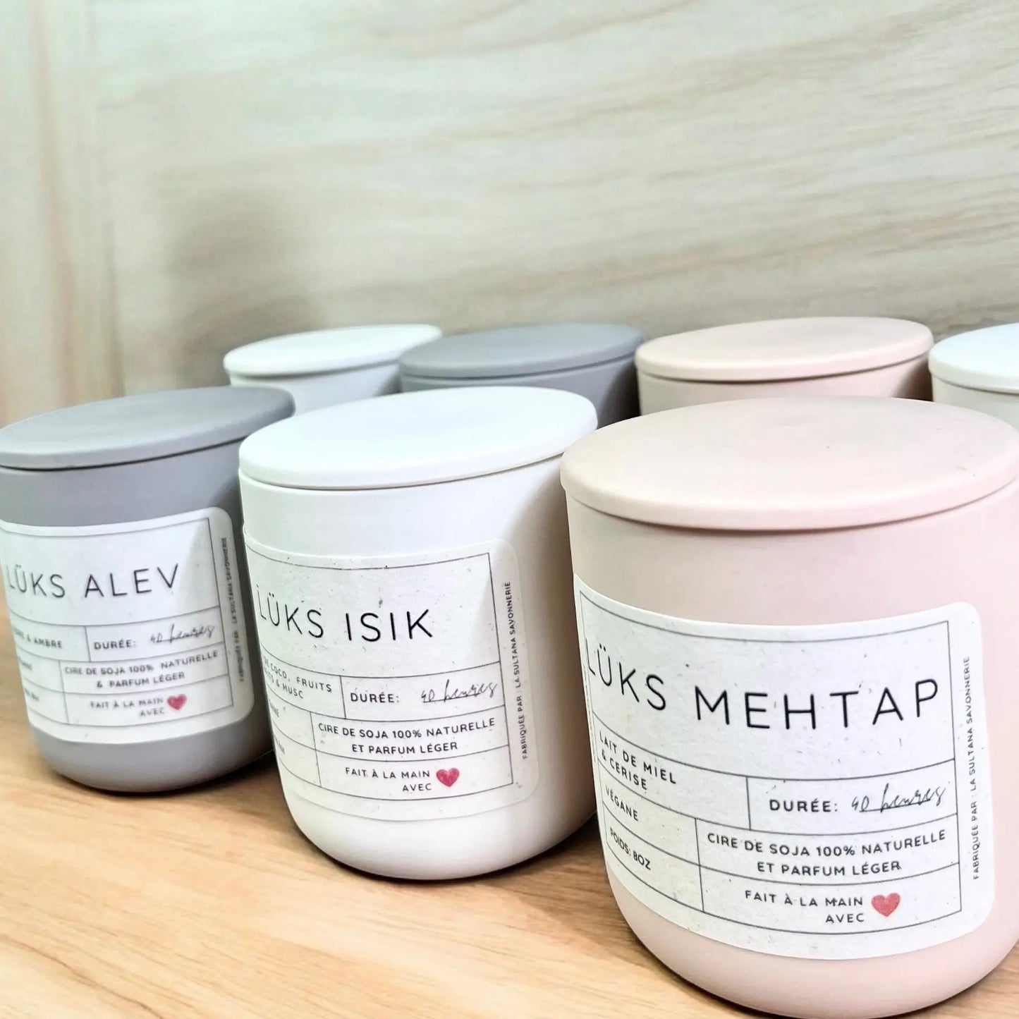 Bougie de soja LÜKS MEHTAP cerise et lait de miel - La Sultana Savonnerie | Savons et soins naturels faits main | Québec