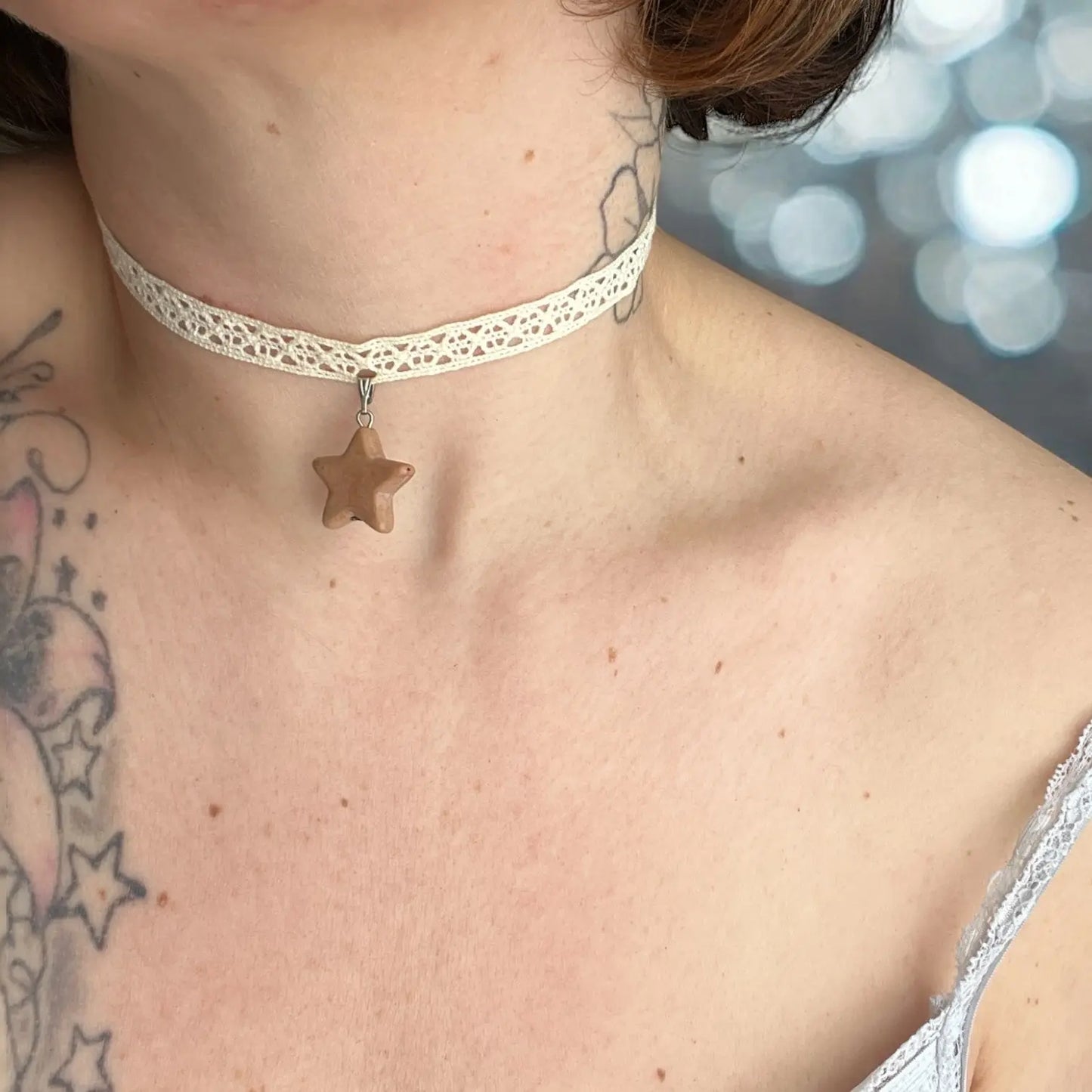 Pendentif Jaspe caramel en dentelle La Sultana Savonnerie | Savons et soins naturels faits main | Québec