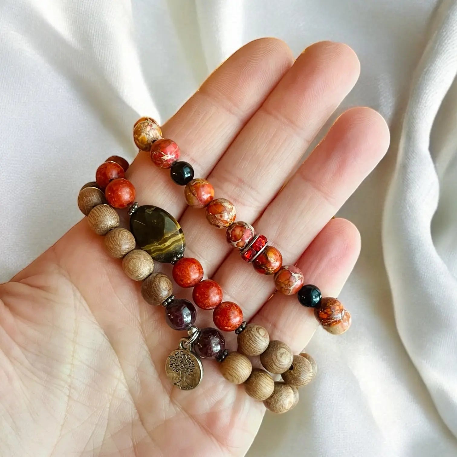 Bracelets (3) mala Régalite Jasper et bois La Sultana Savonnerie | Savons et soins naturels faits main | Québec