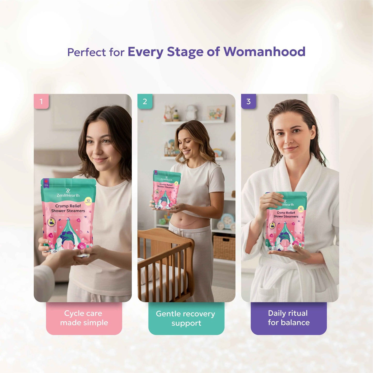 Shower Steamers  à la sauge sclarée, à la lavande et au géranium