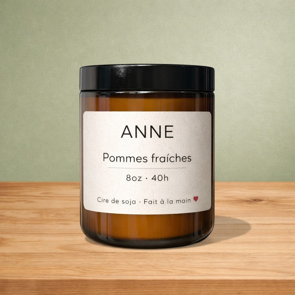 Bougie de soya ANNE pommes fraîches - La Sultana | Soins naturels québecois