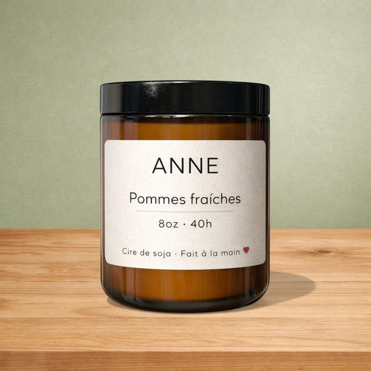 Bougie de soya ANNE pommes fraîches - La Sultana | Soins naturels québecois