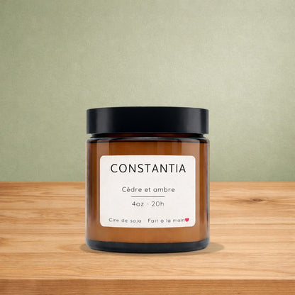 Bougie de soya CONSTANTIA cèdre et  ambre - La Sultana | Soins naturels québecois