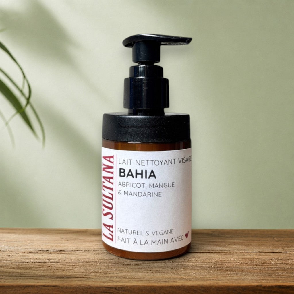 Lait nettoyant visage BAHIA abricot, mangue et mandarine - La Sultana | Soins naturels québecois