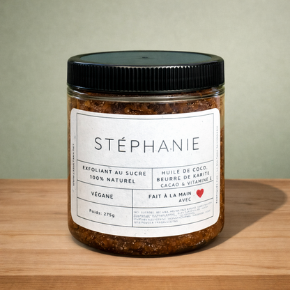 Exfoliant corporel STÉPHANIE chocolat et vanille - La Sultana | Soins naturels québecois