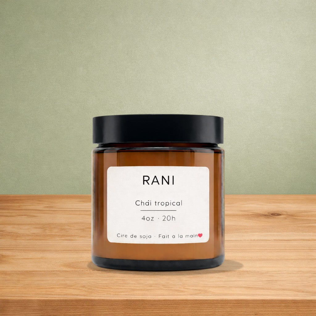 Bougie de soya RANI chaï tropical - La Sultana | Soins naturels québecois