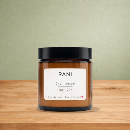 Bougie de soya RANI chaï tropical - La Sultana | Soins naturels québecois