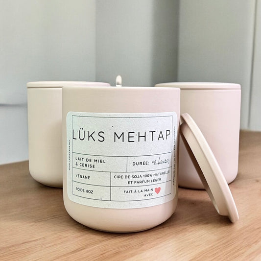 Bougie de soja LÜKS MEHTAP cerise et lait de miel