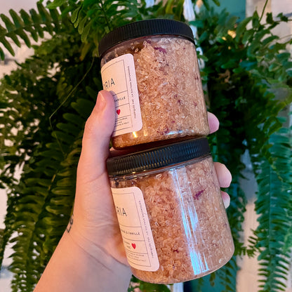 Lot de 2 sels botanique argile rose et vanille - La Sultana | Soins naturels québecois