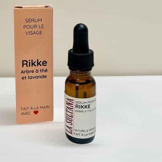 Sérum pour le visage et massage Gua Sha RIKKE arbre à thé & lavande La Sultana Savonnerie | Savons et soins naturels faits main | Québec