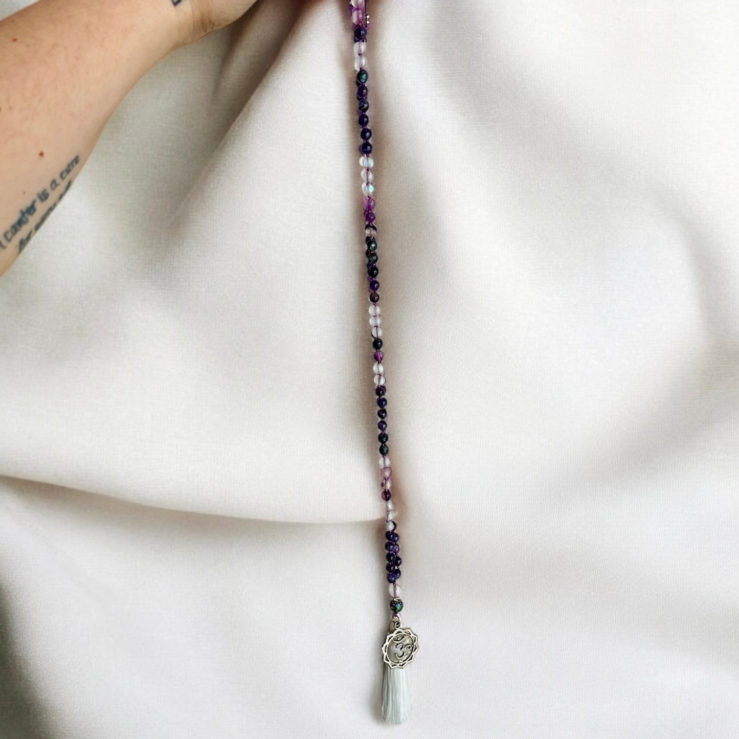 108 amethyst bead mala necklace