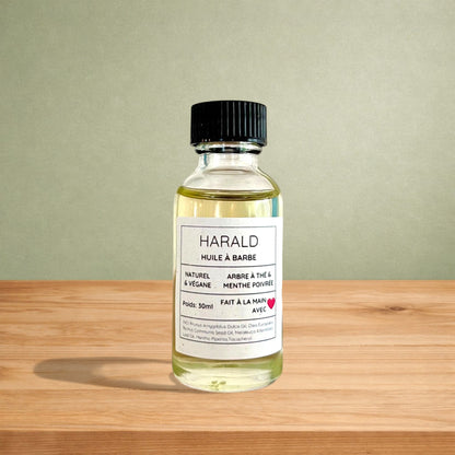Huile à barbe HARALD arbre à thé et menthe poivrée - La Sultana | Soins naturels québecois