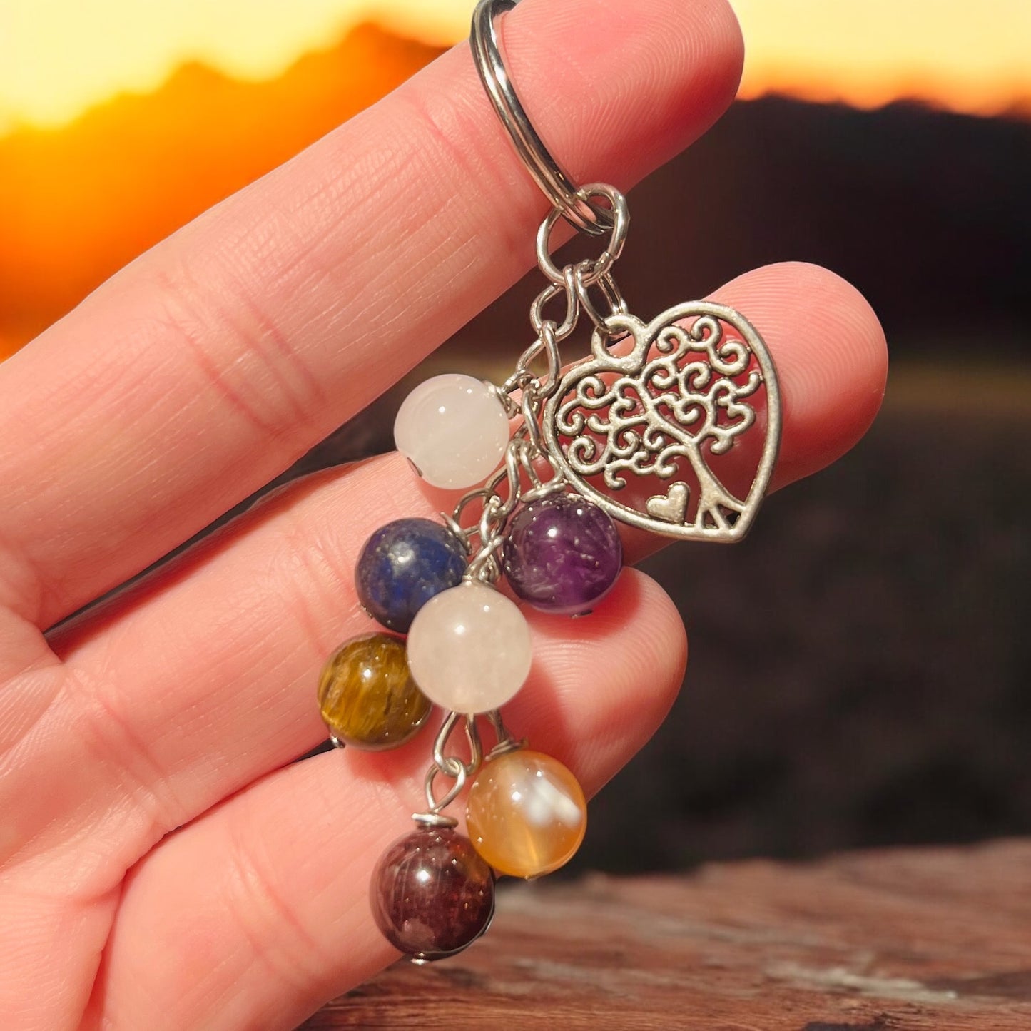 Keychain made with semi-precious stones