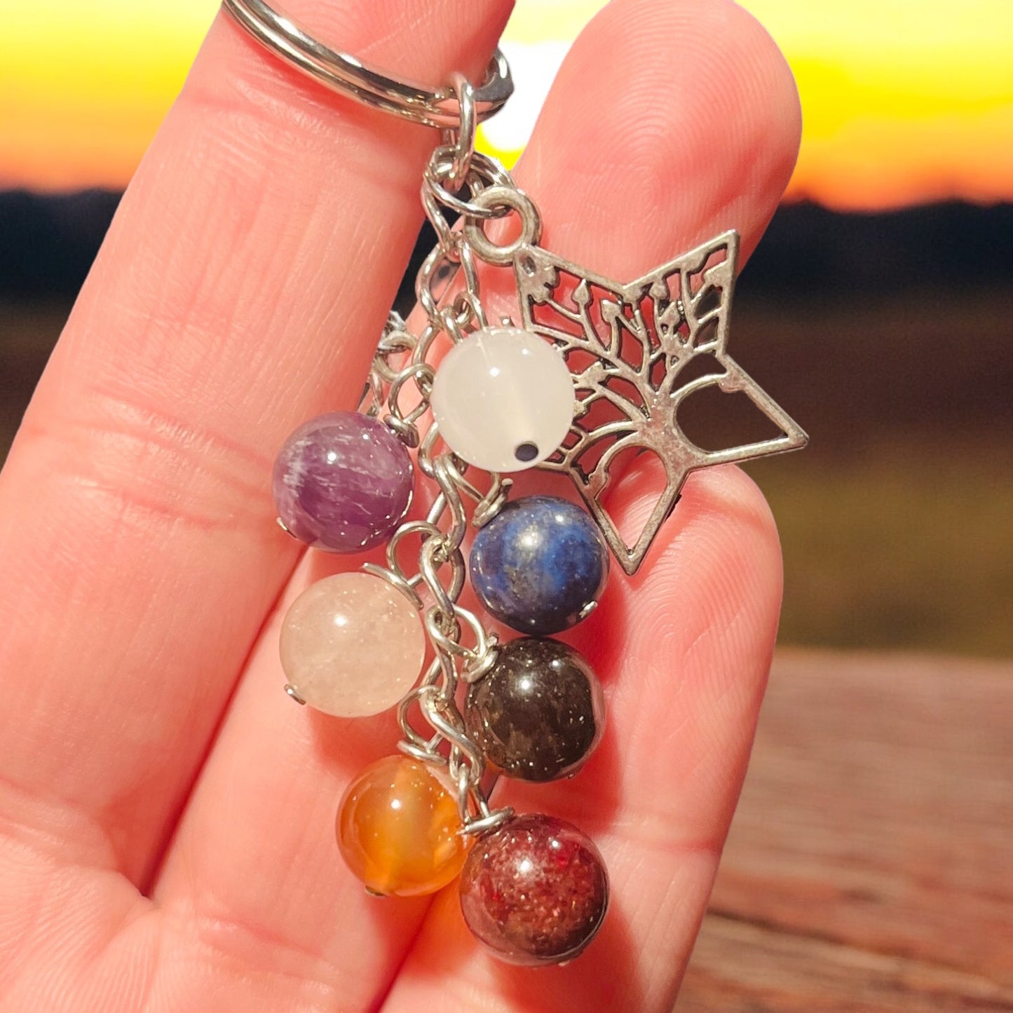 Keychain made with semi-precious stones