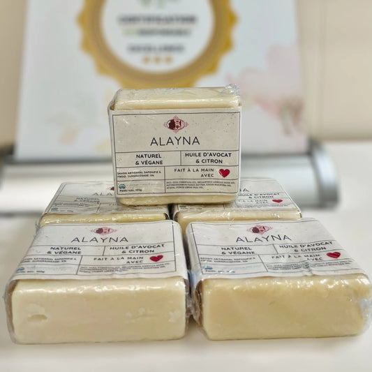 Lot de 5 savons ALAYNA huile d'avocat et citron La Sultana Savonnerie | Savons et soins naturels faits main | Québec