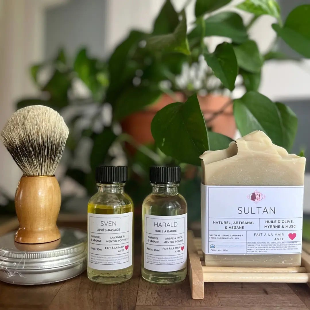 Huile à barbe HARALD arbre à thé et menthe poivrée - La Sultana | Soins naturels québecois