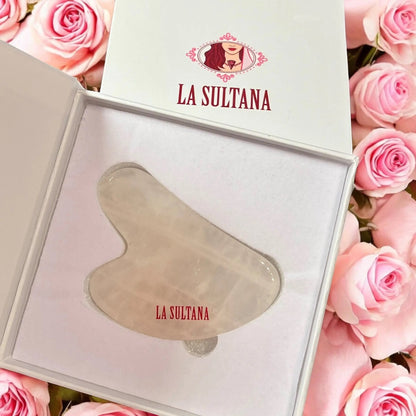 Gua Sha en quartz rose - La Sultana | Soins naturels québecois