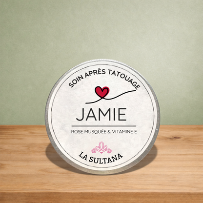 Baume à tatouage JAMIE vitamine E & rose musquée - La Sultana | Soins naturels québecois