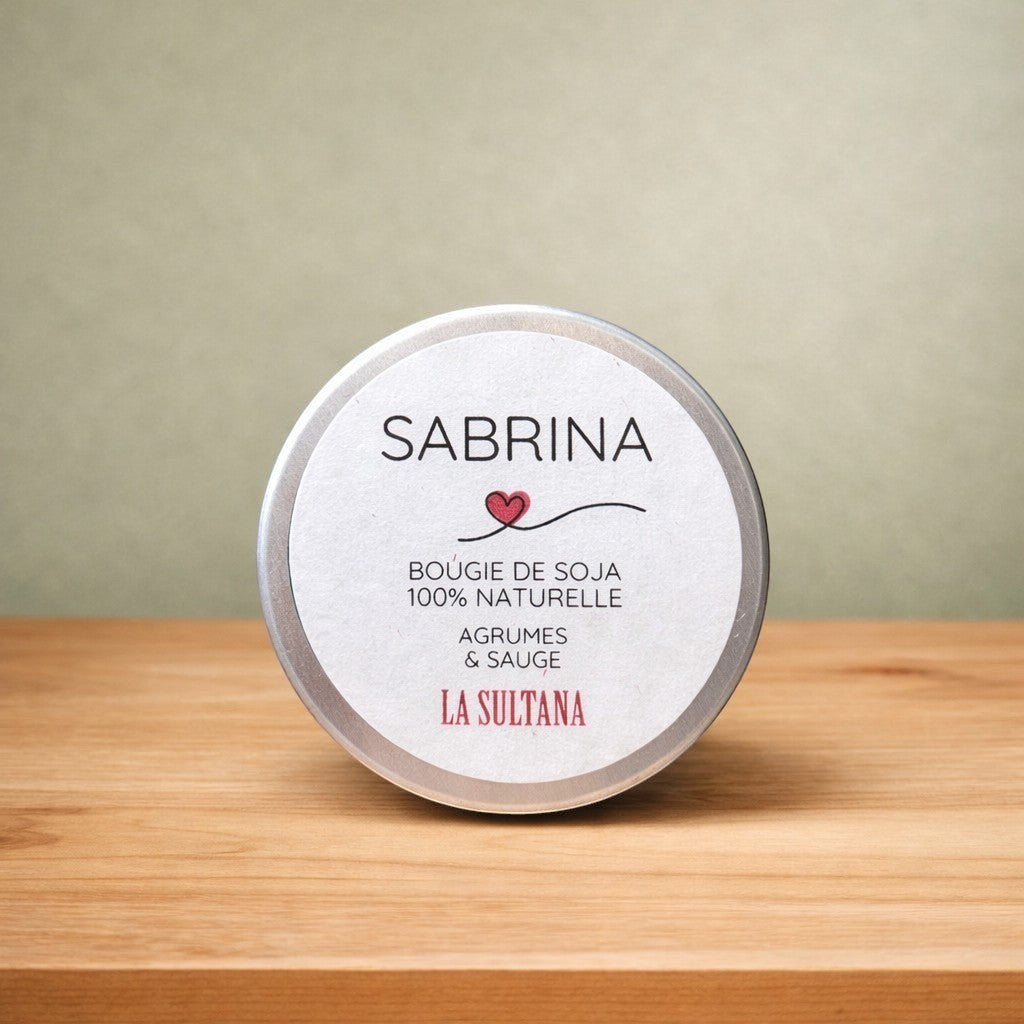 Bougie de soya SABRINA agrumes & sauge - La Sultana | Soins naturels québecois