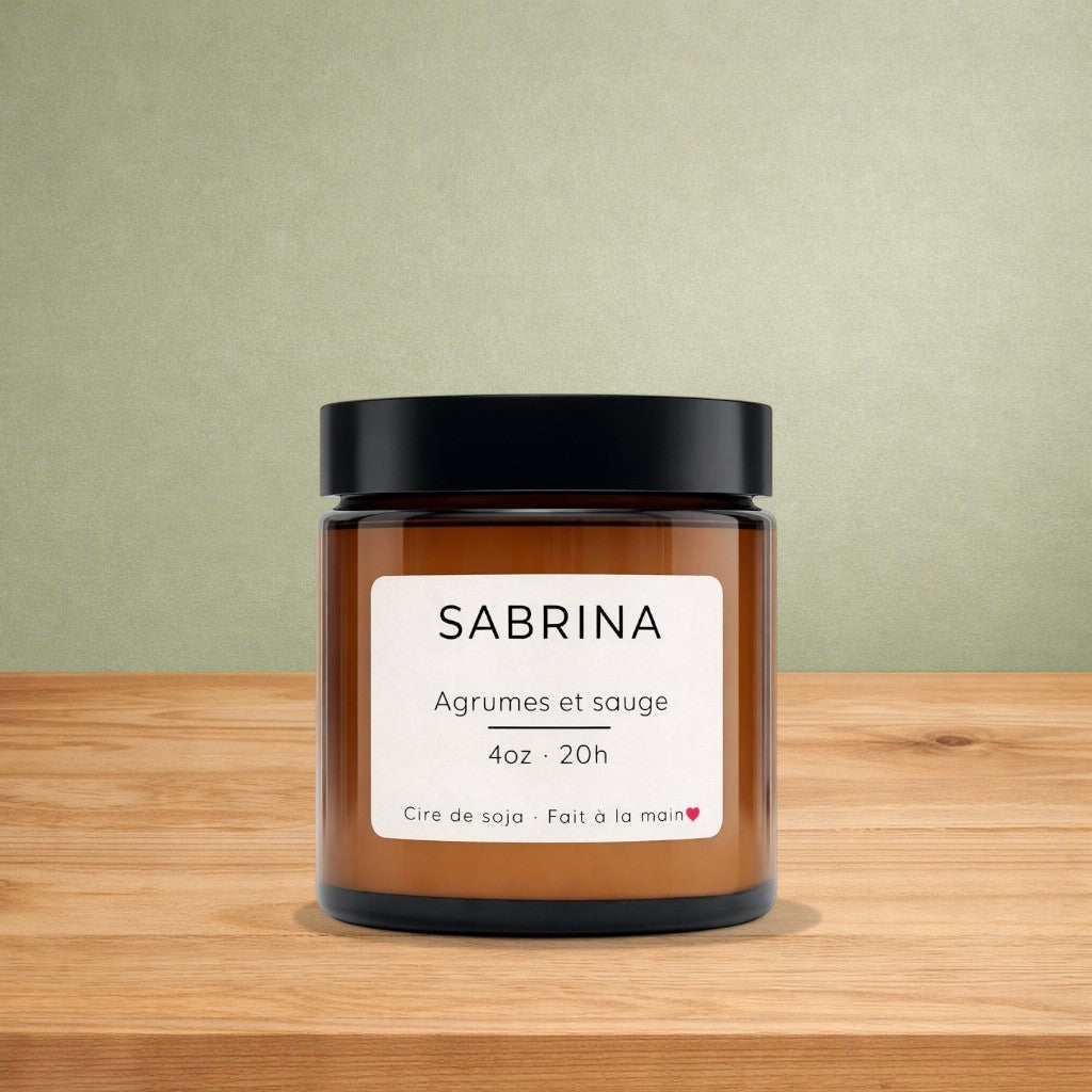 Bougie de soya SABRINA agrumes & sauge - La Sultana | Soins naturels québecois
