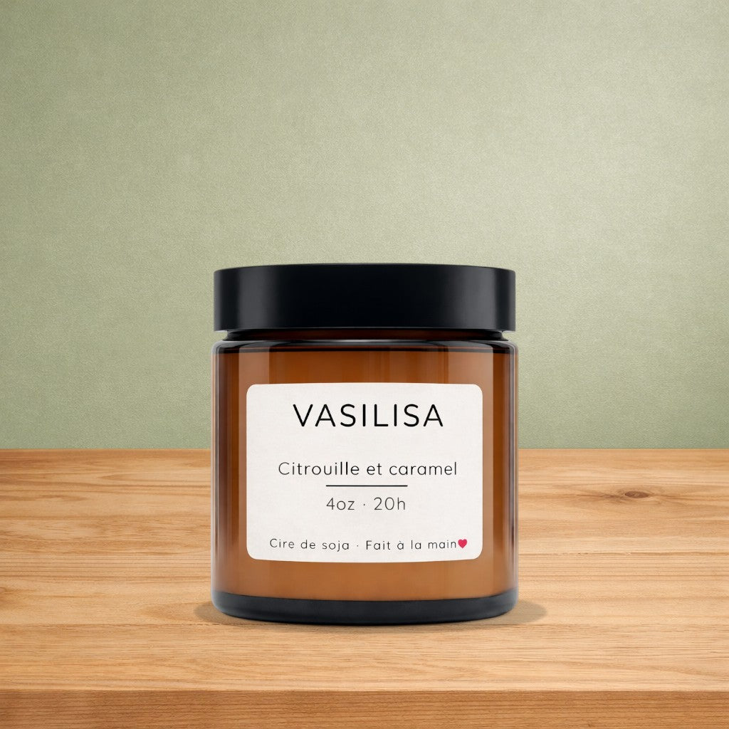 Bougie de soya VASILISA citrouille caramel - La Sultana | Soins naturels québecois
