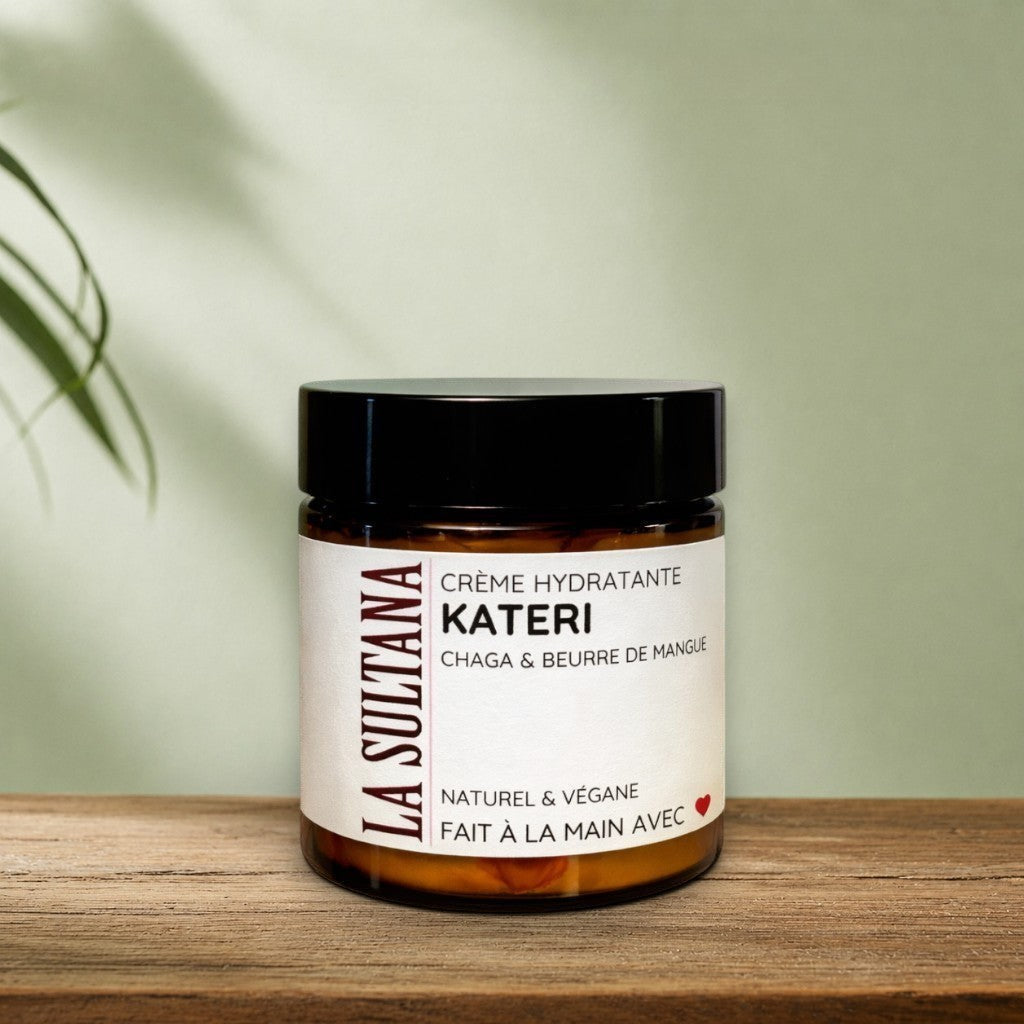 Crème hydratante pour le visage KATERI chaga & beurre de mangue - La Sultana | Soins naturels québecois
