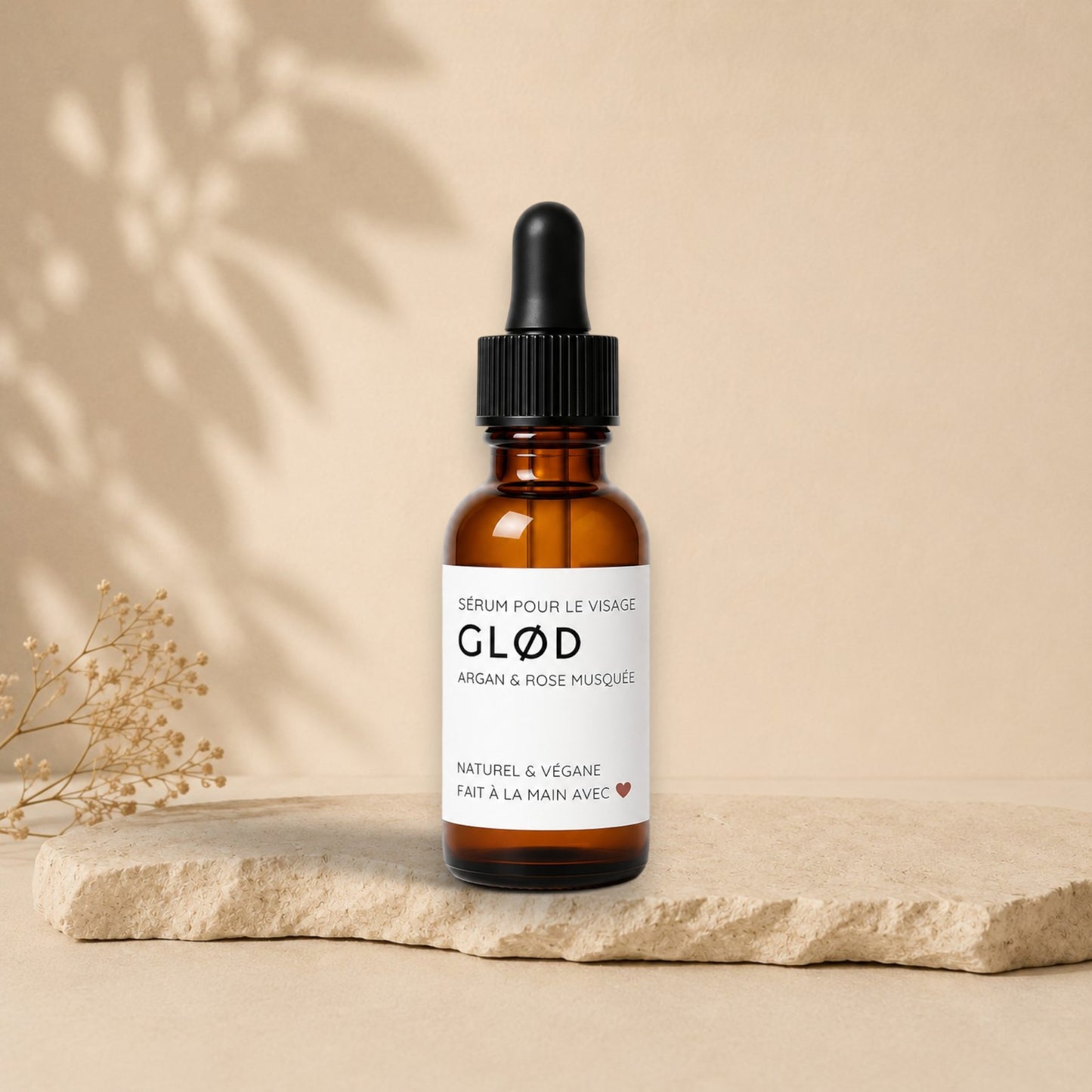 Sérum pour le visage et massage Gua Sha GLØD argan & rose musquée - La Sultana | Soins naturels québecois