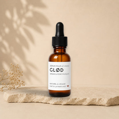Sérum pour le visage et massage Gua Sha GLØD argan & rose musquée - La Sultana | Soins naturels québecois