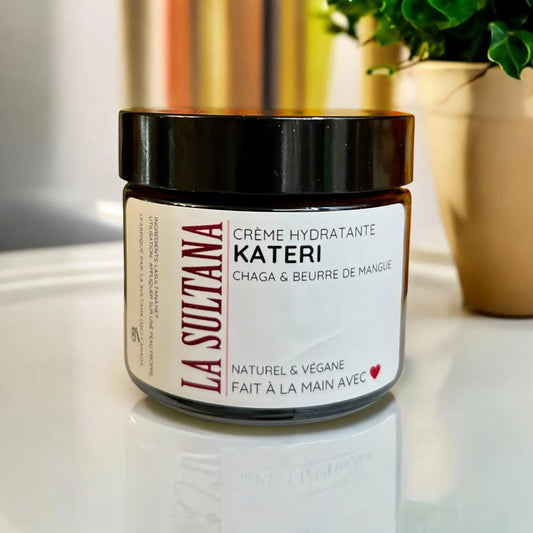 Crème hydratante pour le visage KATERI chaga & beurre de mangue - La Sultana Savonnerie | Savons et soins naturels faits main | Québec