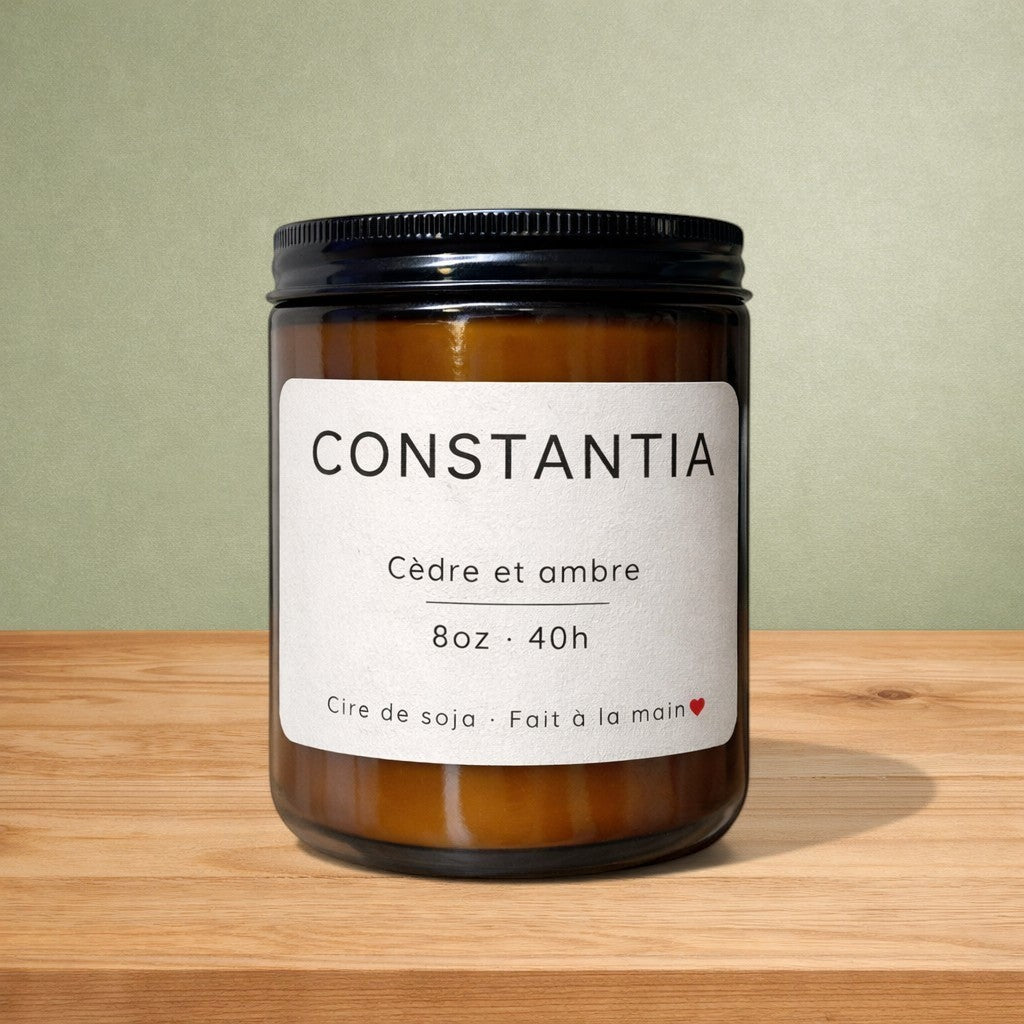 Bougie de soya CONSTANTIA cèdre et  ambre - La Sultana | Soins naturels québecois