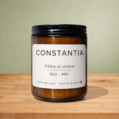 Bougie de soya CONSTANTIA cèdre et  ambre - La Sultana | Soins naturels québecois