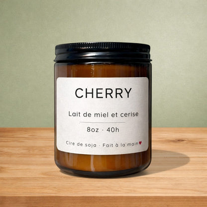 Bougie de soya CHERRY cerise et lait de miel - La Sultana | Soins naturels québecois