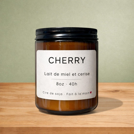 Bougie de soya CHERRY cerise et lait de miel - La Sultana | Soins naturels québecois