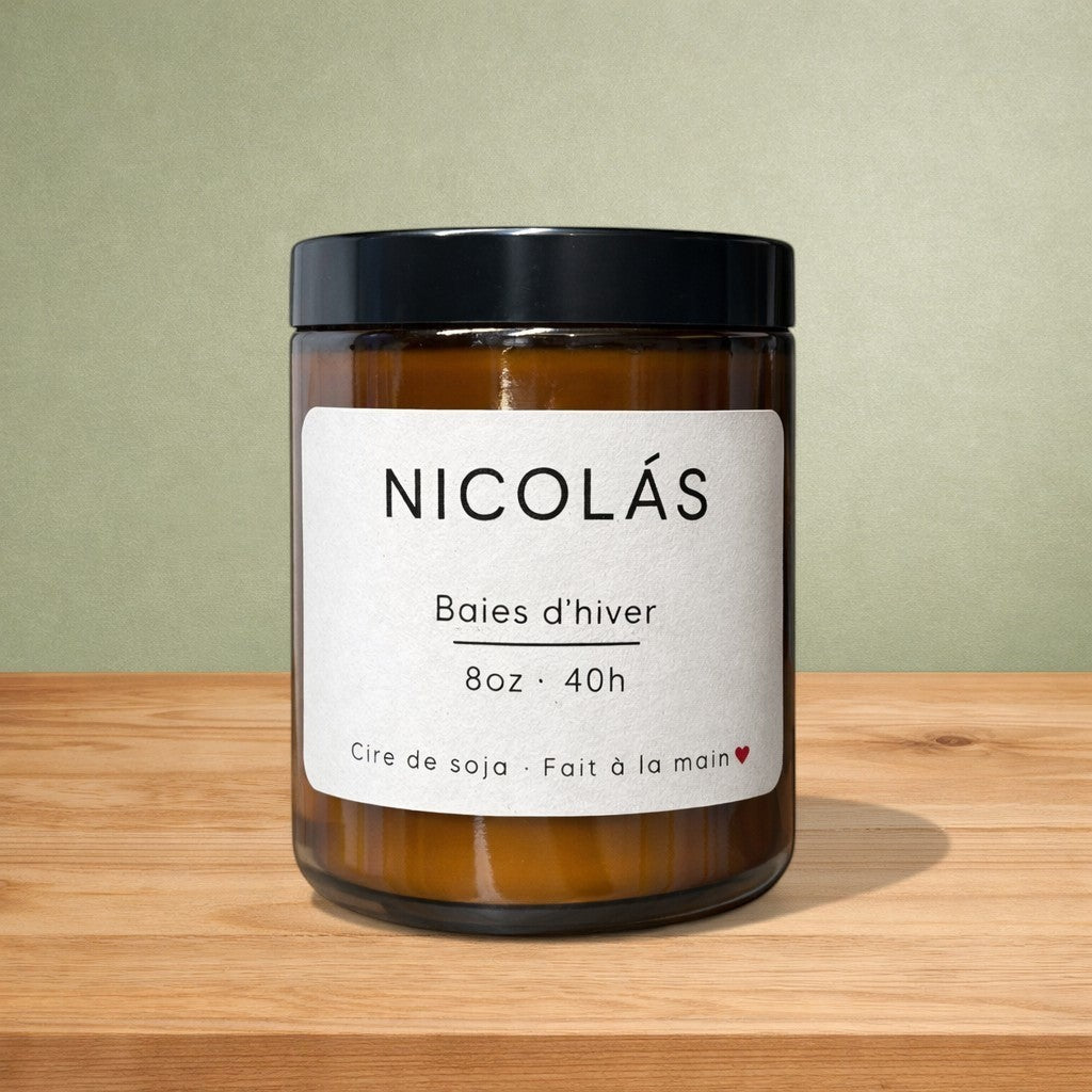 Bougie de soya NICOLÁS  baies d'hiver - La Sultana | Soins naturels québecois