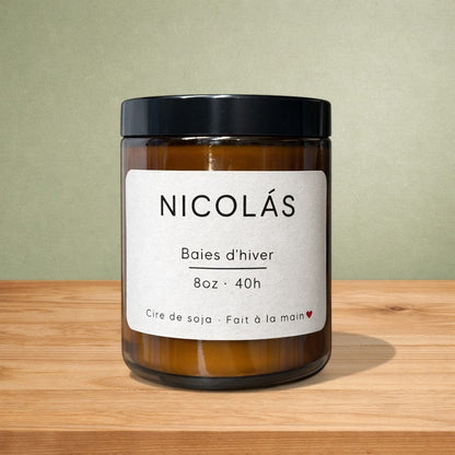 Bougie de soya NICOLÁS  baies d'hiver - La Sultana | Soins naturels québecois