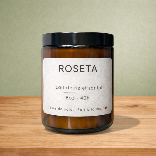 Bougie de soya ROSETA lait de riz & santal - La Sultana | Soins naturels québecois