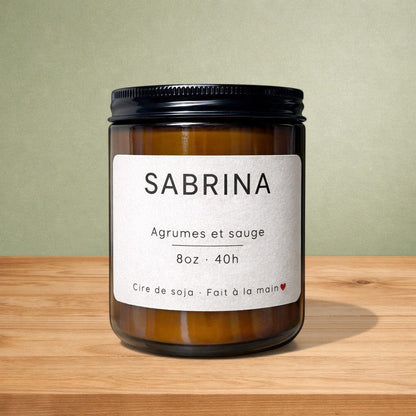 Bougie de soya SABRINA agrumes & sauge - La Sultana | Soins naturels québecois