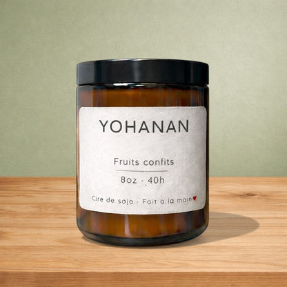 Bougie de soya YOHANAN fruits confits - La Sultana | Soins naturels québecois