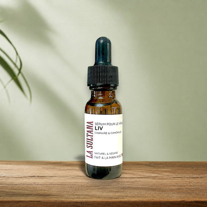 Sérum pour le visage et massage Gua Sha LIV chanvre & camomille - La Sultana | Soins naturels québecois