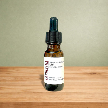 Sérum pour le visage et massage Gua Sha LIV chanvre & camomille - La Sultana | Soins naturels québecois
