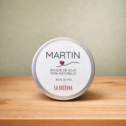 Bougie de soya MARTIN bois de pin - La Sultana | Soins naturels québecois