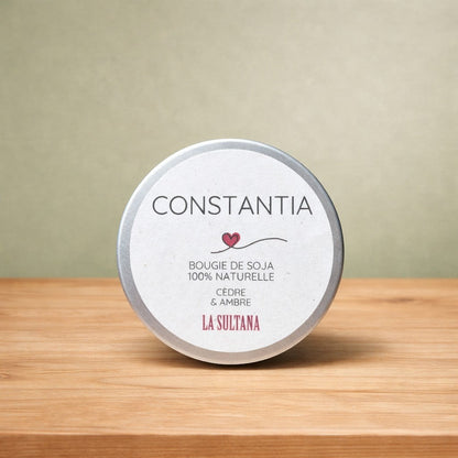 Bougie de soya CONSTANTIA cèdre et  ambre - La Sultana | Soins naturels québecois