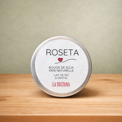 Bougie de soya ROSETA lait de riz & santal - La Sultana | Soins naturels québecois