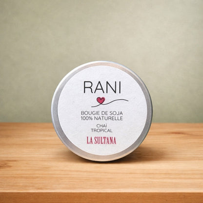 Bougie de soya RANI chaï tropical - La Sultana | Soins naturels québecois
