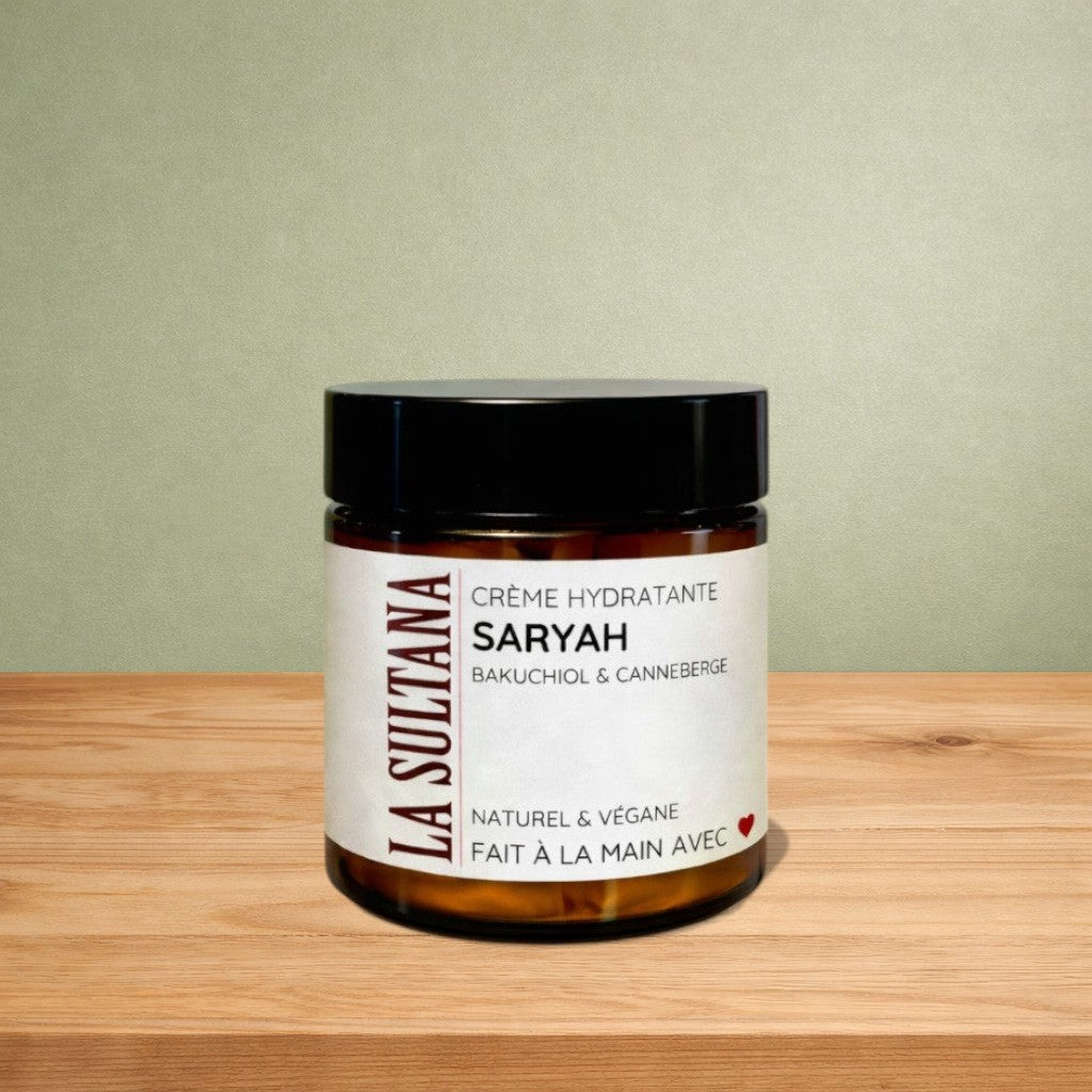 Crème de nuit pour le visage SARYAH bakuchiol et canneberge - La Sultana | Soins naturels québecois