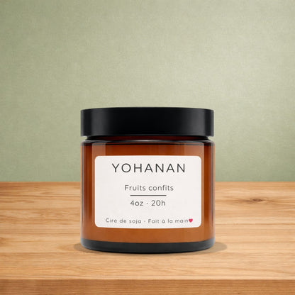 Bougie de soya YOHANAN fruits confits - La Sultana | Soins naturels québecois